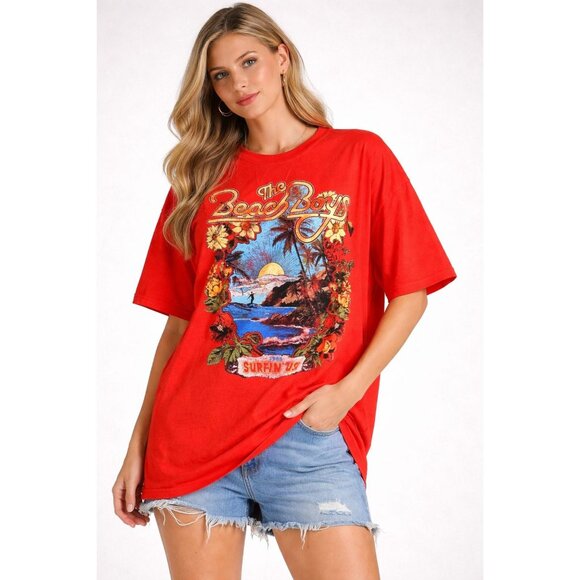 Daydreamer Tops - DAYDREAMER The Beach Boys Surfin USA 1963 Tee Red Size OS NWT